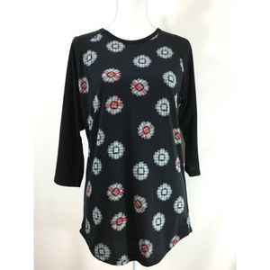 LuLaRoe Randy T top SZ M black white red (J333)